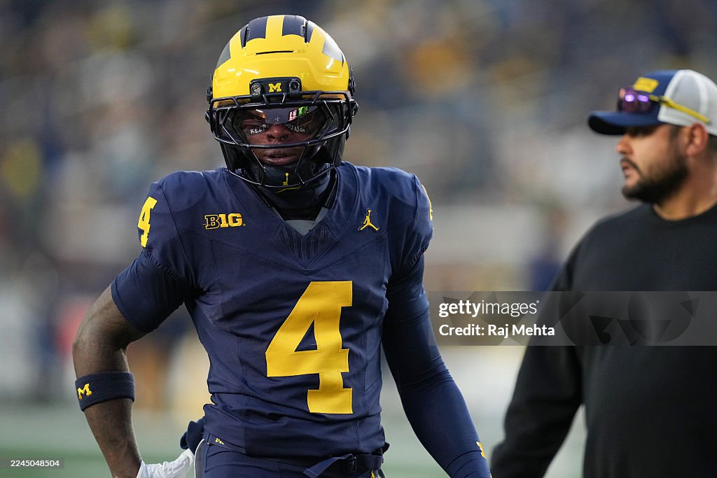 Purdue Rde Andrew Marsh of the Michigan Wolverines is seen on the field before ...
