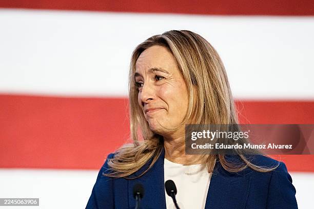 New Jersey Democratic gubernatorial candidate, Rep. Mikie Sherrill delivers remarks at her election night watch party at the Hilton East Brunswick...