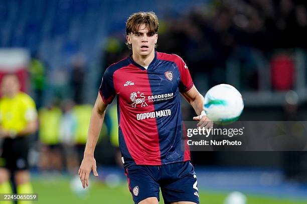 Marco Palestra of Cagliari Calcio in action during the serie Serie A Enilive match between SS Lazio and Cagliari Calcio at Olimpico on November 3,...