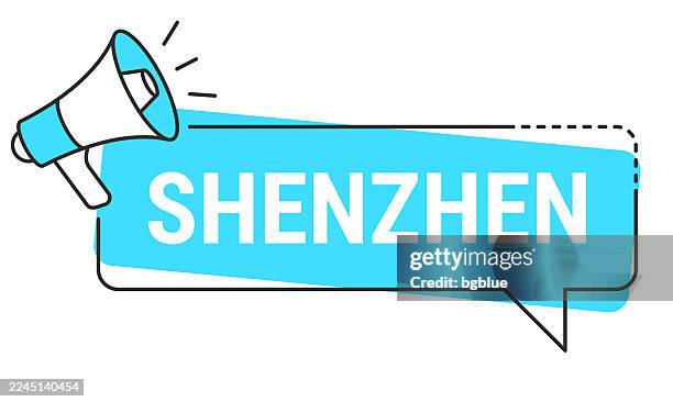 shenzhen - speech bubble and megaphone on white background - shenzhen stock illustrations