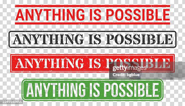 anything is possible - rubber stamp set on blank background - possible stock illustrations