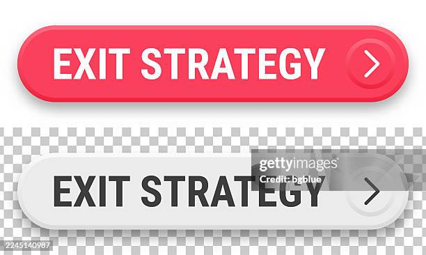 exit strategy - 3d click web buttons on blank background - walking away from computer stock illustrations