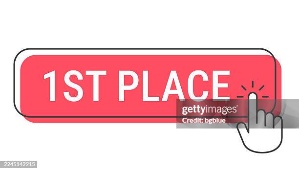 1st place - click button with hand cursor on white background - restart button stock illustrations