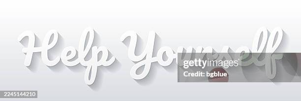 help yourself - flat design with paper cut effect on blank background - self service stock illustrations