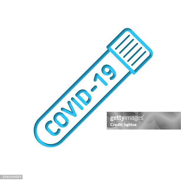 stockillustraties, clipart, cartoons en iconen met coronavirus covid-19 test tube. icon cut out on white paper with blue background - wang