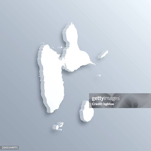 guadeloupe 3d map on gray background - guadeloupe stock illustrations