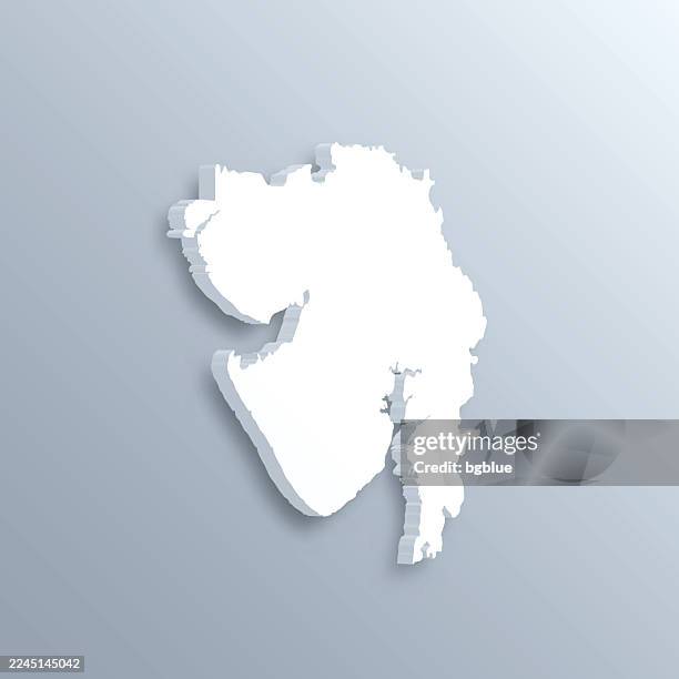 gujarat 3d map on gray background - gujarat stock illustrations