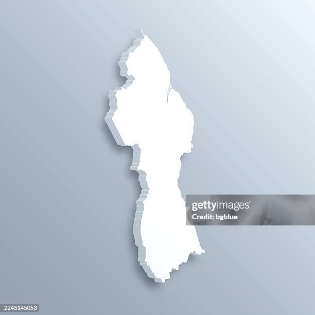 guyana 3d map on gray background - georgetown stock illustrations