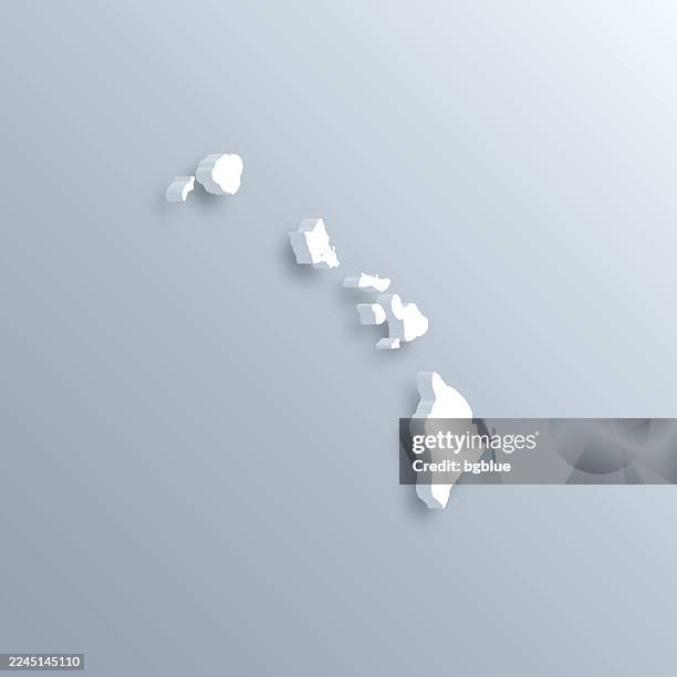 hawaii 3d map on gray background - oahu stock illustrations