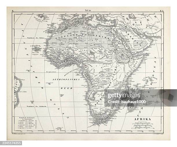 physical map of africa engraving antique illustration, published 1851 - sudan stock illustrations
