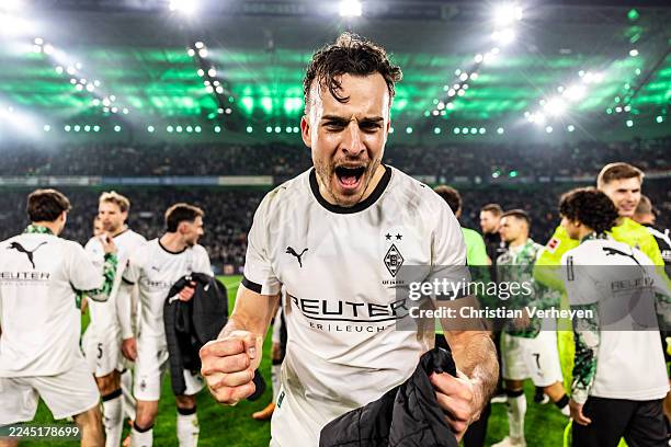 Haris Tabakovic of Borussia Moenchengladbach celebrates after the Bundesliga match between Borussia Moenchengladbach and 1. FC Köln at Borussia-Park...