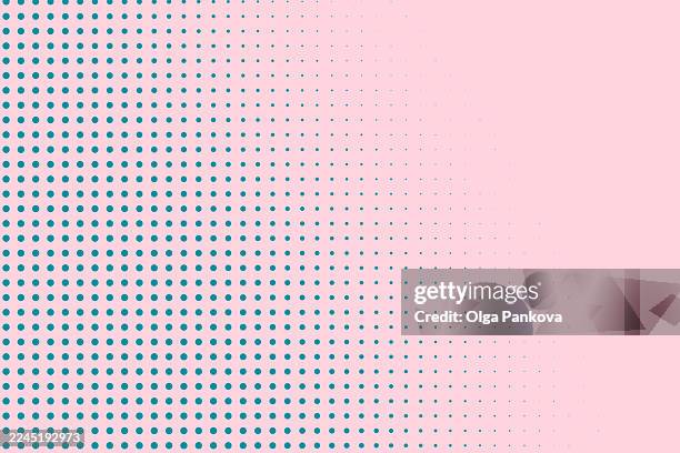 halftone dot pattern pink and teal gradient background - polka dot stock pictures, royalty-free photos & images