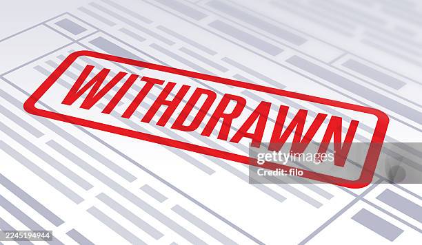 withdrawn document red stamp - shy stock illustrations