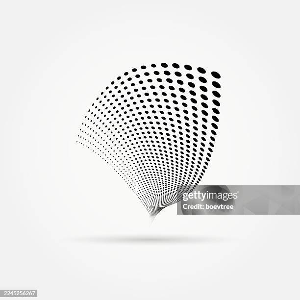 abstract monochrome half tone dots texture pattern design symbol - dot wave logo stock illustrations