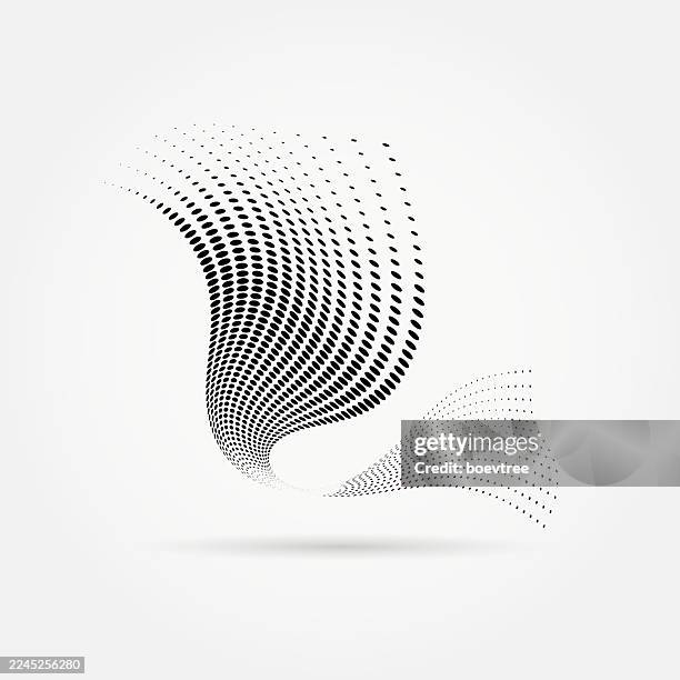 abstract monochrome half tone dots texture pattern design symbol - dot wave logo stock illustrations