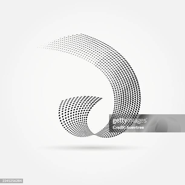 abstract monochrome half tone dots texture pattern design symbol - dot wave logo stock illustrations