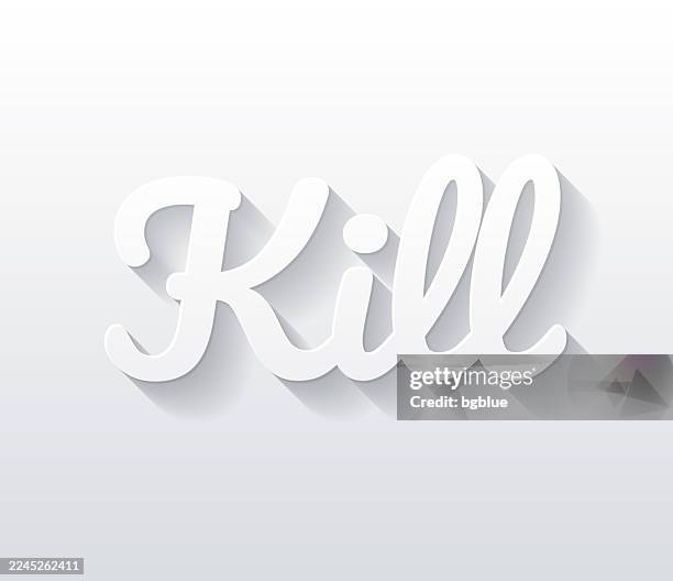 kill - flat design with paper cut effect on blank background - murderer stock illustrations