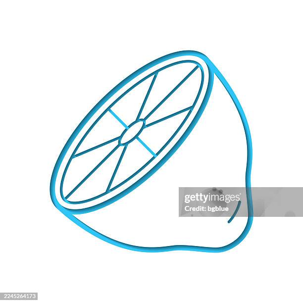 half lemon. icon cut out on white paper with blue background - lime wedge vector stock illustrations