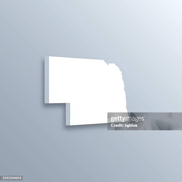 nebraska 3d map on gray background - omaha stock illustrations