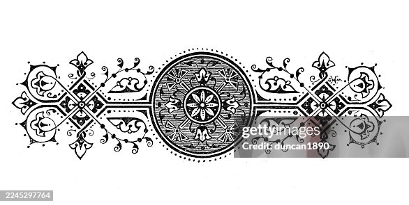 Victorian filigree floral pattern design element Victorian filigree floral pattern design element