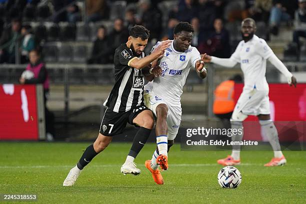 Amine SBAI of Angers during the Ligue 1 McDonald's match between Angers and Auxerre at Stade Raymond Kopa on November 9, 2025 in Angers, France.