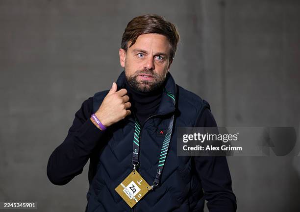 Daniele Galloppa, Interim Head Coach of Fiorentina, arrives at the stadium prior to the UEFA Conference League 2025/26 League Phase MD3 match between...