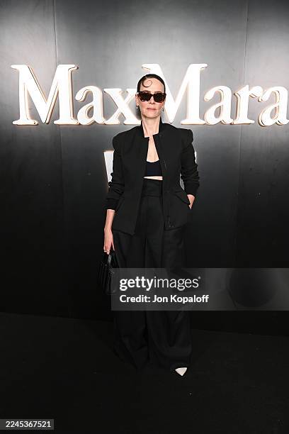 Sarah Paulson, dressed in Max Mara poses as Max Mara celebrates Maude Apatow as the 2025 WIF Max Mara Face of the Future Award Recipient Cocktail...
