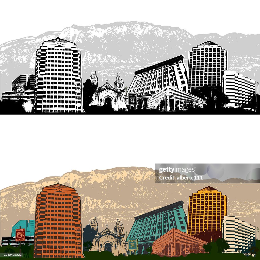 Albuquerque New Mexico Stylized Cityscape