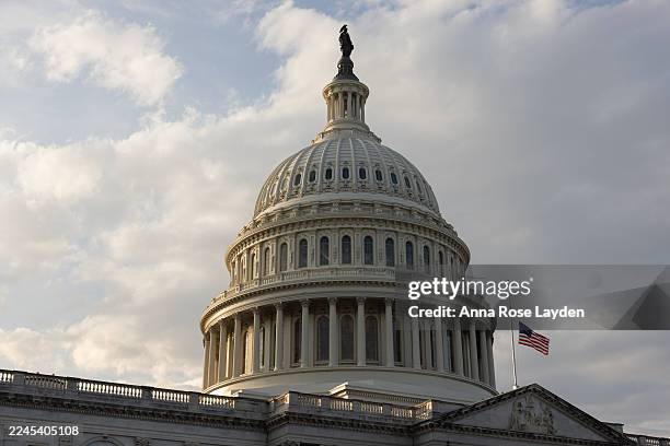 The U.S. Capitol is seen on the 40th day of a government shutdown on November 9, 2025 in Washington, DC. The Senate convened for a rare Sunday...