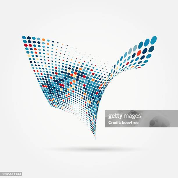 abstract blue and red half tone dots texture pattern design icon - dot wave logo stock illustrations
