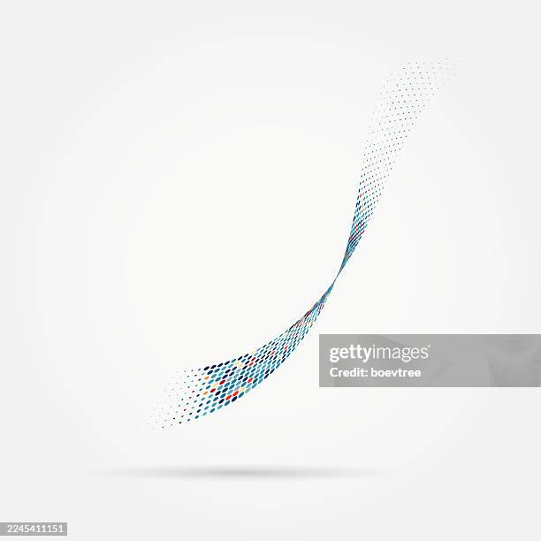 abstract blue and red half tone dots texture pattern design icon - dot wave logo stock illustrations