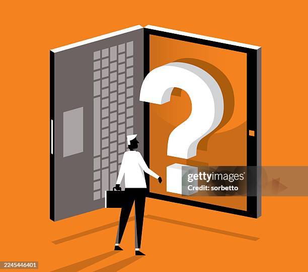 business problems - businessman - uncertainty forecasting stock illustrations