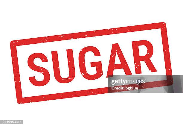 sugar - red rubber stamp on white background - sugarcane stock illustrations