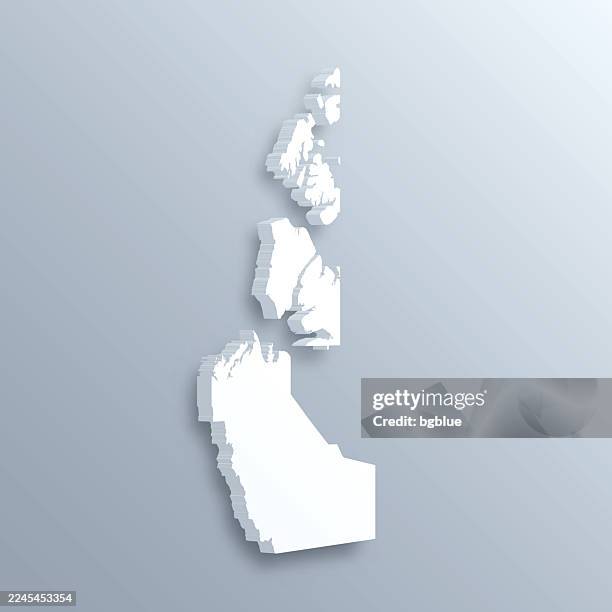 northwest territories 3d map on gray background - yellowknife stock illustrations