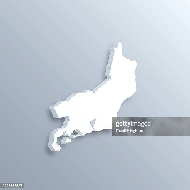 rio de janeiro 3d map on gray background - rio de janeiro map stock illustrations
