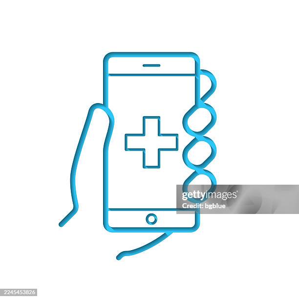 emergency call. icon cut out on white paper with blue background - panic button stock illustrations