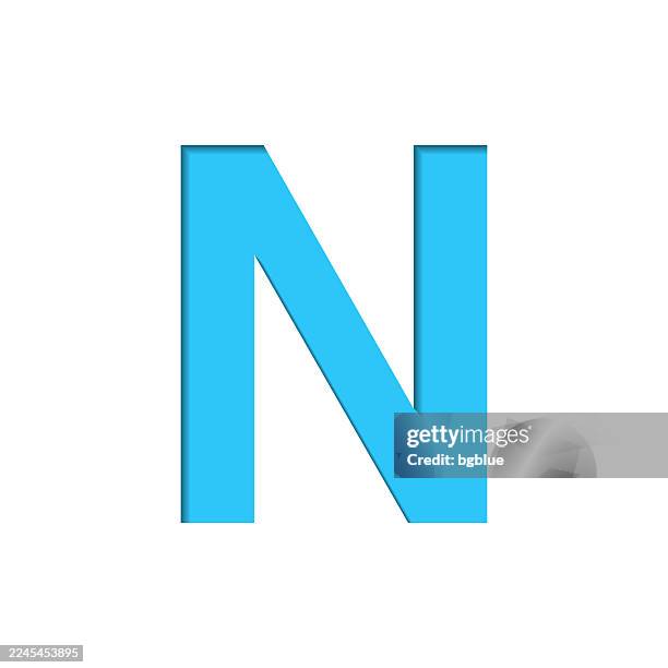 letter n. icon cut out on white paper with blue background - stencil font vector stock illustrations