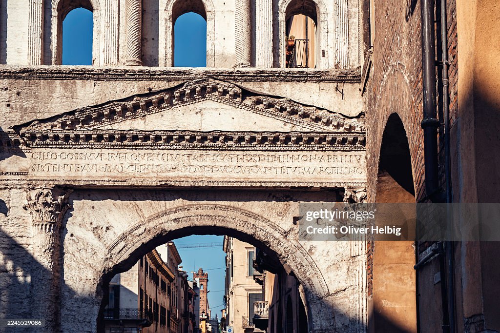 Borsari gate ancient roman architecture in verona