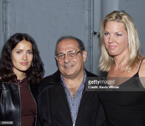 Salma Hayek, her father Sami and Diana Krall backstage after the launch of her 'Two for the Road' tour with Tony Bennett on friday, Aug. 4th at the...