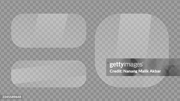 realistic clear flat glass, window, or mirror collection with transparent background - screen reflection texture stock illustrations