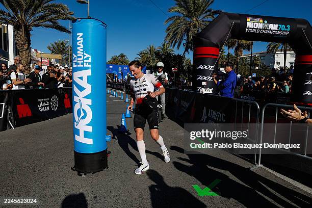 Kat Matthews of Great Britain competes in the running leg during the IRONMAN 70.3 Women’s World Championship 2025 on November 08, 2025 in Marbella,...