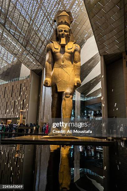 View shows the colossal statue of Ramses II at the entrance hall of the Grand Egyptian Museum on November 8, 2025 in Giza, Egypt. The Grand Egyptian...