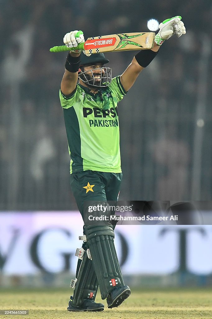 Pakistan Raz Muhammad Muhammad Rizwan of Pakistan celebrates victory at the end of game ...