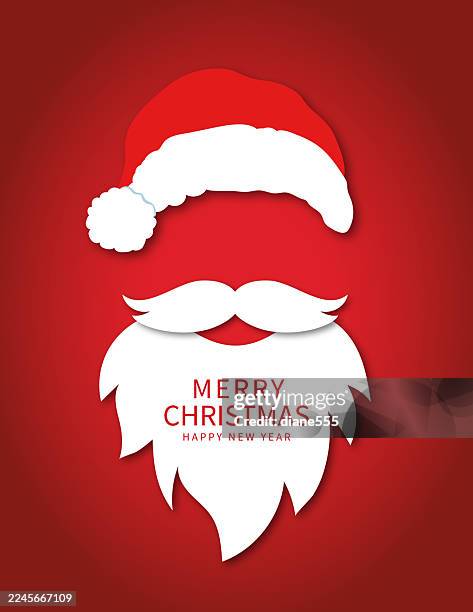 stockillustraties, clipart, cartoons en iconen met abstract santa christmas card template - baard