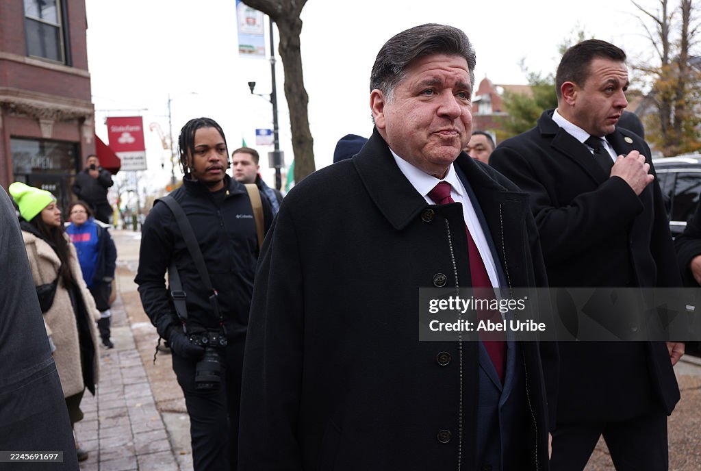 IL Governor Pritzker Speaks On Veterans Day In Chicago's Little Village, As Federal Immigration Agents Continue To Target The Neighborhood
