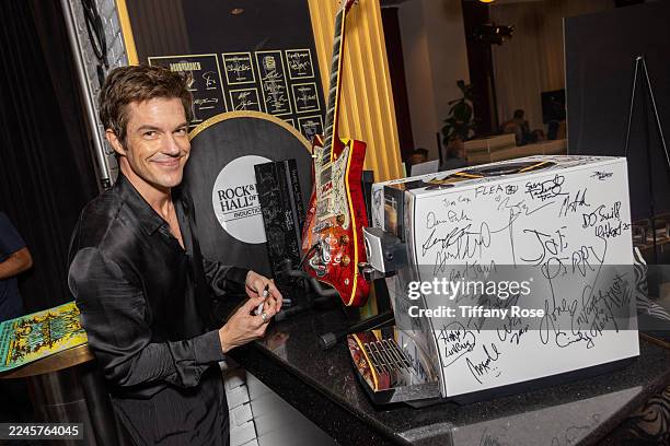 Brandon Flowers of The Killers attends the GBK Brand Bar & Meals On Me Backstage Lounge At The Rock & Roll Hall Of Fame at Peacock Theater on...