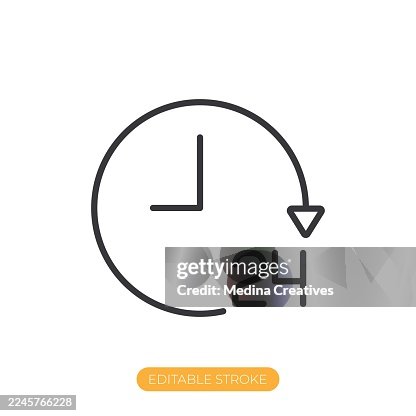 Hour clock icon. Editable stroke thin line icon Hour clock icon. Editable stroke thin line icon