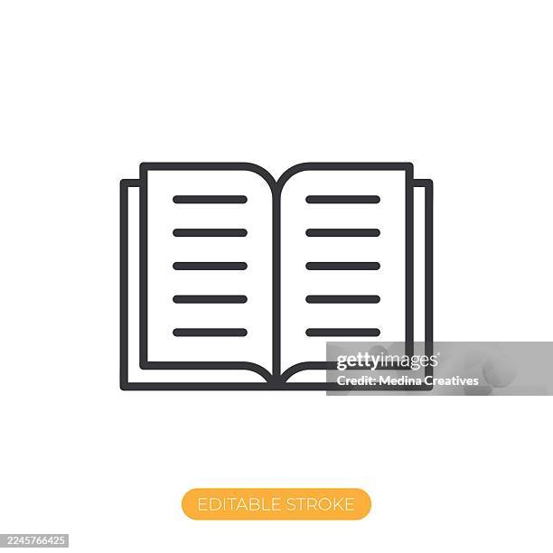 open book icon. editable stroke thin line icon - click icon editable stock illustrations