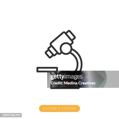 Microscope icon. Editable stroke thin line icon Microscope icon. Editable stroke thin line icon