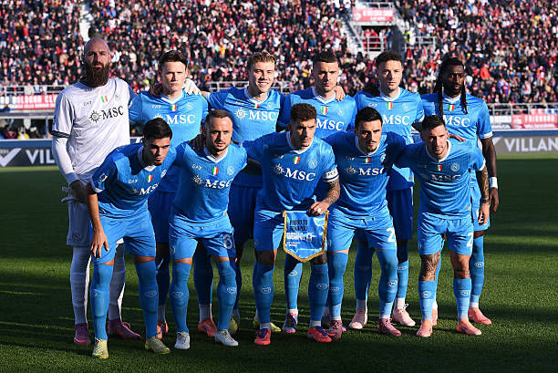 Napoli players pose for a photo prior to the Serie A match between Bologna FC 1909 and SSC Napoli at Renato Dall'Ara Stadium on November 09, 2025 in...